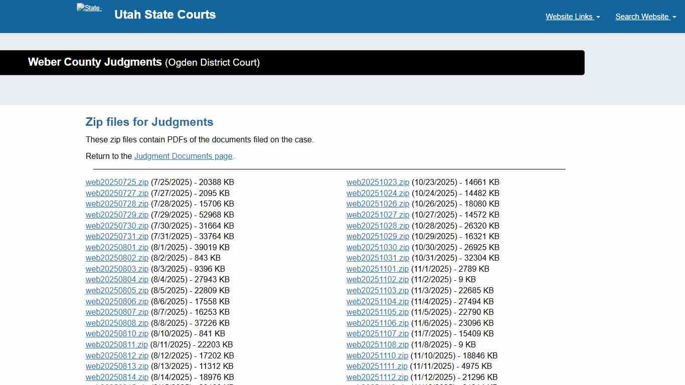 Weber County Judgments (Ogden District Court) - Utah Courts