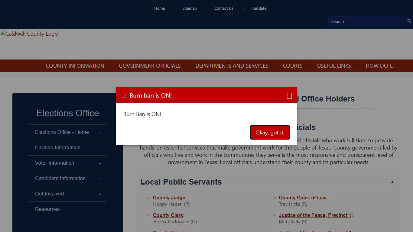 Elections Office Holders - Caldwell County, TX