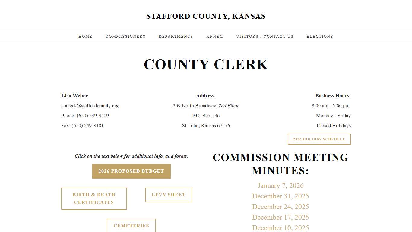 Clerk - STAFFORD COUNTY, KANSAS