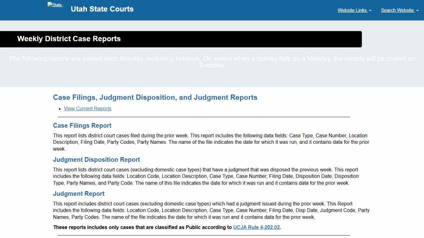 Weekly District Case Reports  - Utah Courts